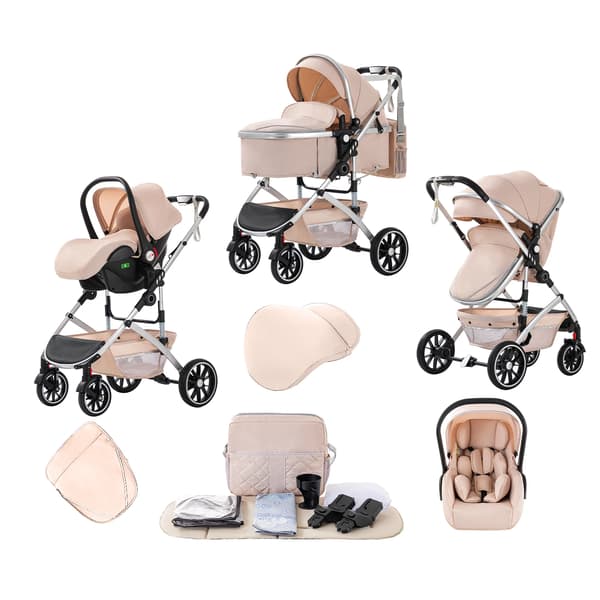 Barnvagn, högt ryggstöd, kompakt design, 808C-VIT
