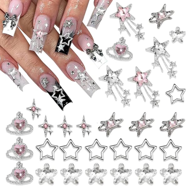 Negle Charms, 3D Stjerne Design, Multi-Stil Dekoration,TZ-28