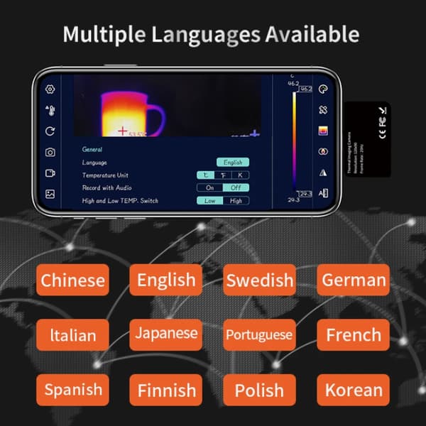 Termisk kamera, 25Hz avbildning, Android-kompatibel,T5