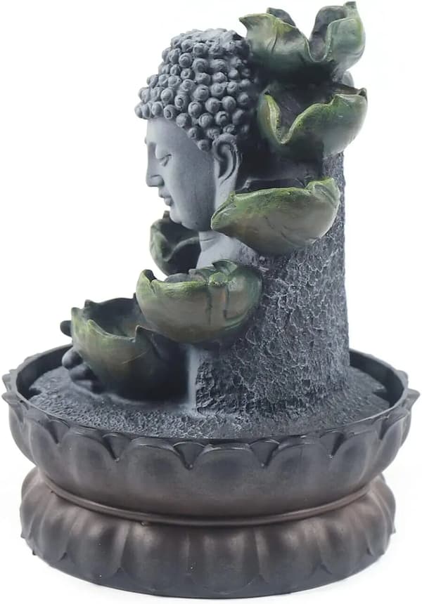 Indendørs Vandfald, Buddha Harpiks Design, LED Lyskilde,MULTI