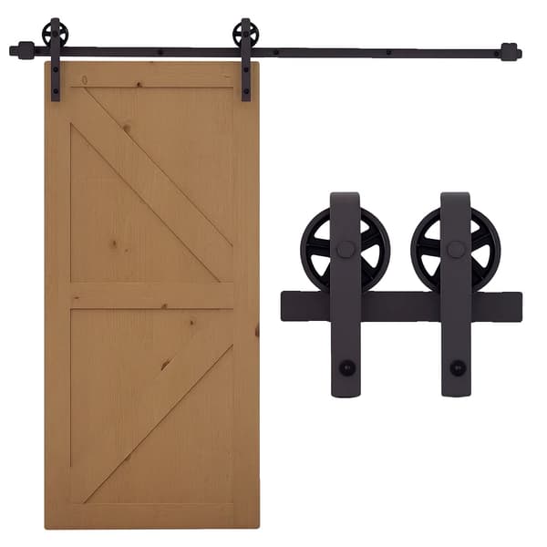 Skydedør Hardware Kit, Kompatibel med Trædøre, 100 kg Kapacitet,Sort