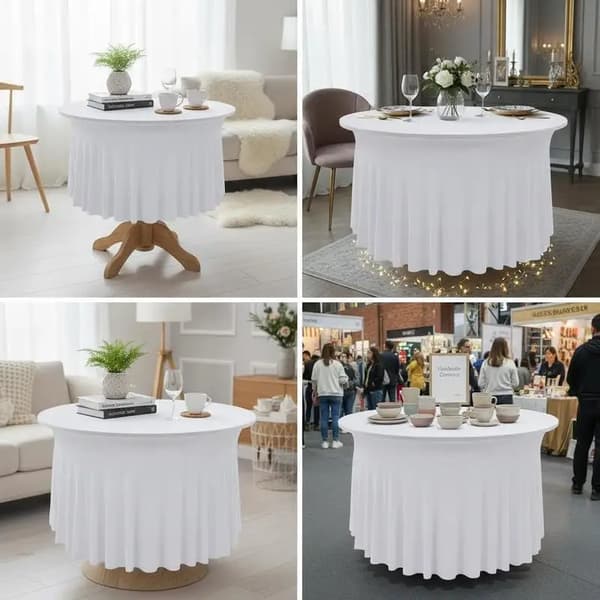 Borddækken, Elastisk Pasform, Genanvendeligt Design,Hvid