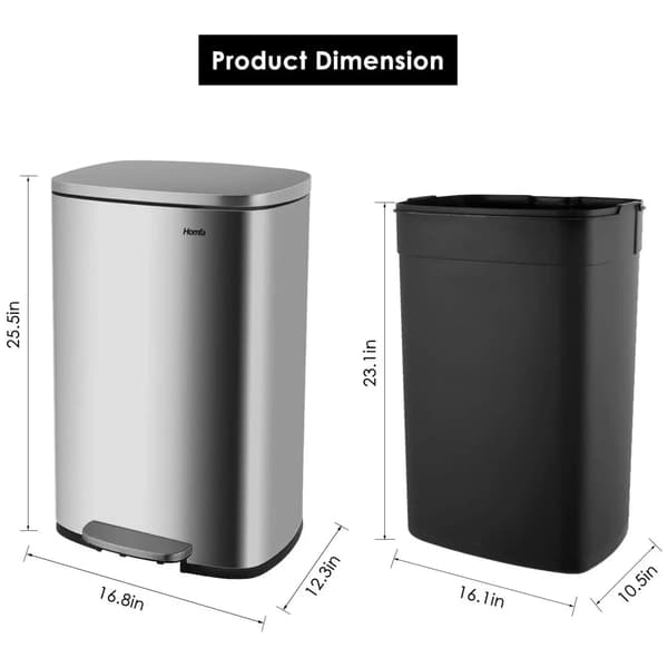 Affaldsspand, Rustfrit Stål, Trin Pedal Design,Sort