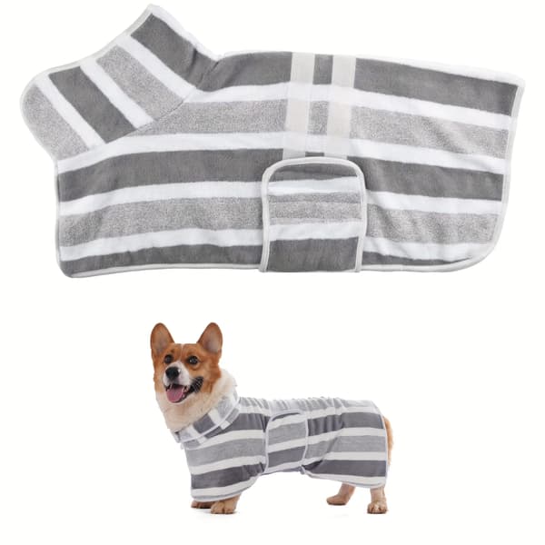 Hundbadrock, Mjukt Material, Justerbart Bältestraps,Grå-b, M-b
