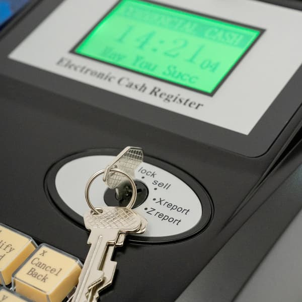 Kasseapparat med scanner, vægt, pengeskuffe,Sølv