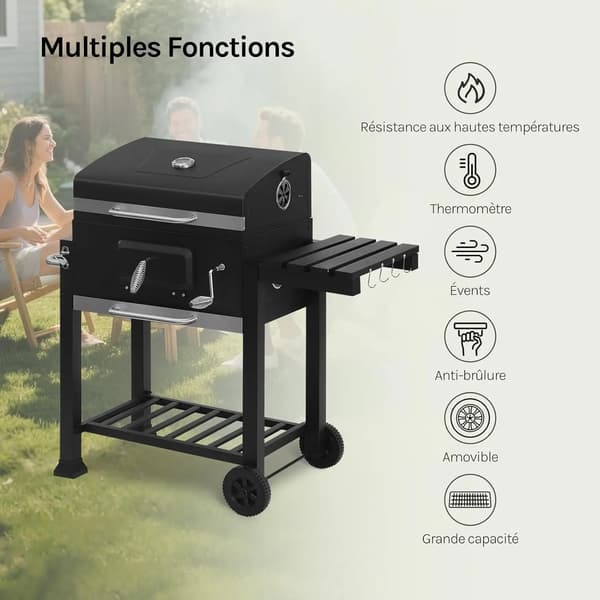 Grill, Kolgrill, Inbyggd Termometer,svart