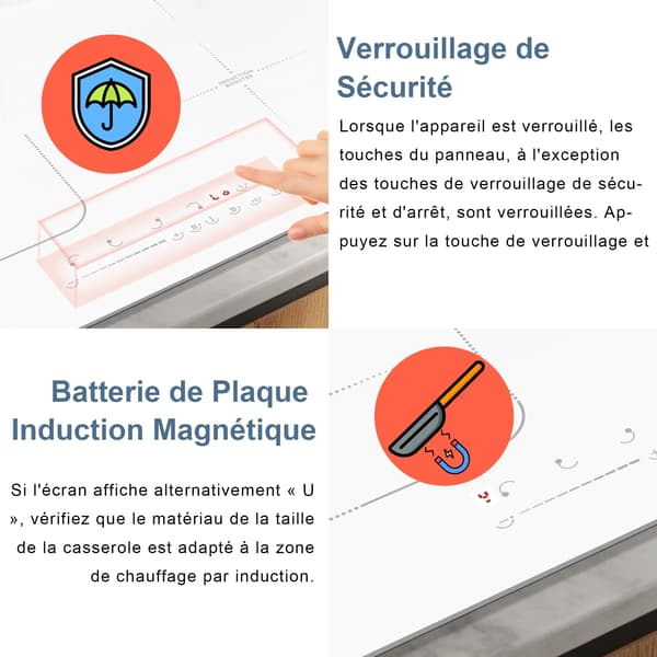 Induktionskogeplade, 4 Kogeplader, Indbygget Design,hvid farve, EU