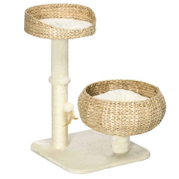 Kattträd, Naturligt Material, Två-Tier Design,Trä