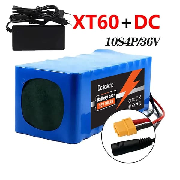 Litiumbatteri, 100Ah kapacitet, BMS inkluderad,XT60-DC-laddare