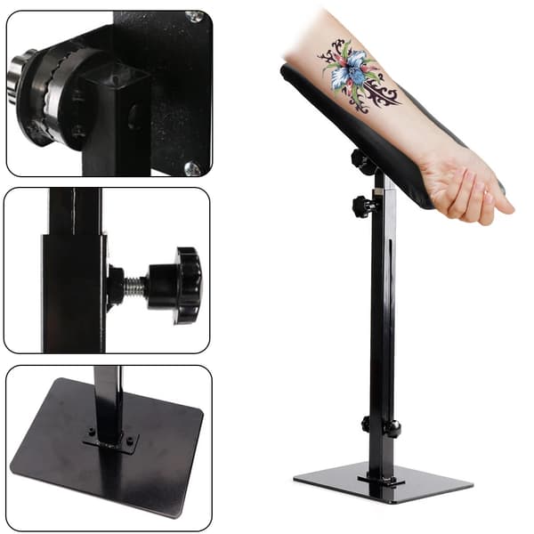 Tattoo Armstøtte, Justerbar Højde, 360° Rotérbar,sort