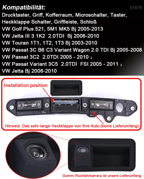 Bagudsigtskamera, Klar Billede, Nem Installation,01579, 12 V