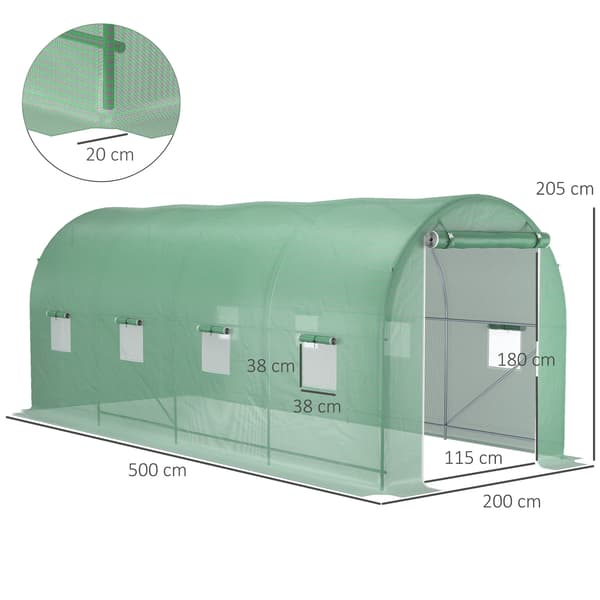 Växthus, Robust Konstruktion, Förbättrad Ventilation,armégrön