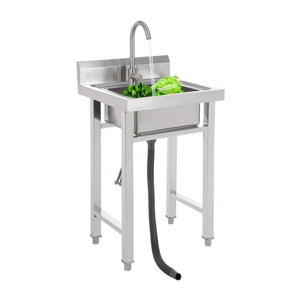 Kommersiel vask, fritstående design, holdbart rustfrit stål,Sølv