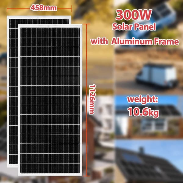 Solpanel, Monokristallint kisel, Vattentät design,300W 2st 150W