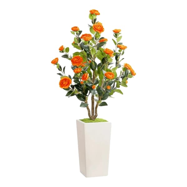 Kunstig Kamelia Træ, Elegant Design, Nem Samling,Appelsin