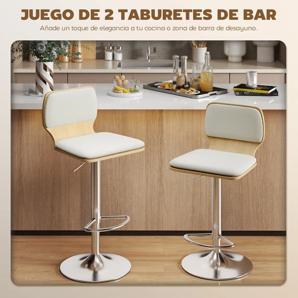 Barstolar, 360° Vridbar, Höjdjusterbar, Beige