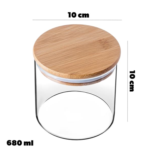 Matbehållare, Glasmaterial, Kapacitet 680 ml, 22 cm Höjd, 10 cm Diameter, Lufttät Försegling
