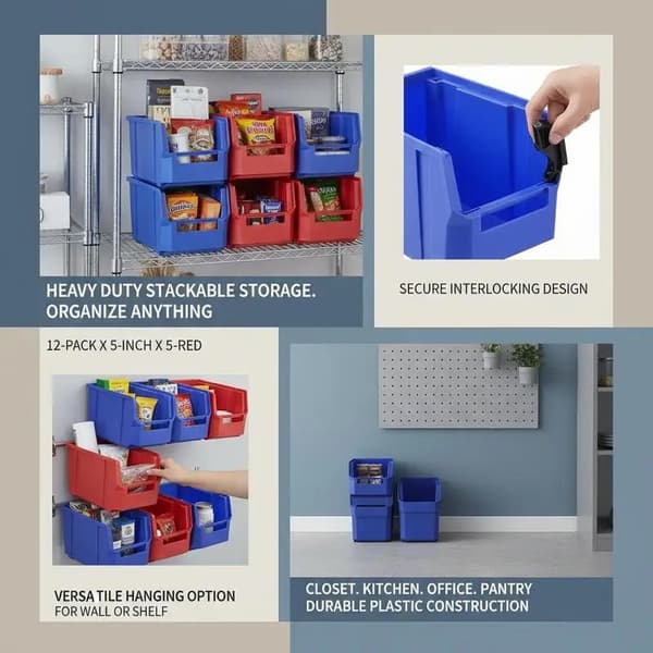 Opbevaringskasser, Stabelbart Design, Holdbart Plastmateriale,MULTI