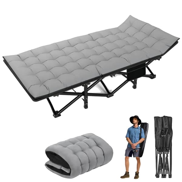 Camping seng, tung konstruktion, bærbart design,grå med sort