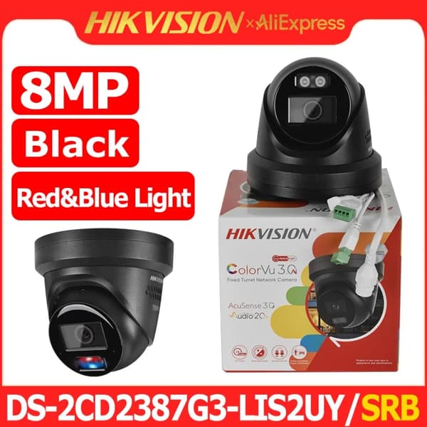 IP Kamera, 8MP, Smart Hybrid Lys,Blå Rød Lys Sort, 2.8mm-b