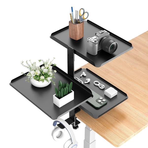 Desktop Opbevaringsreol, Justerbar Højde, Alsidig Organizer,sort