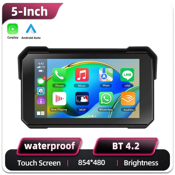 GPS Navigator, 5-tommer Touch Skærm, Trådløs Carplay & Android Auto,Smart Player