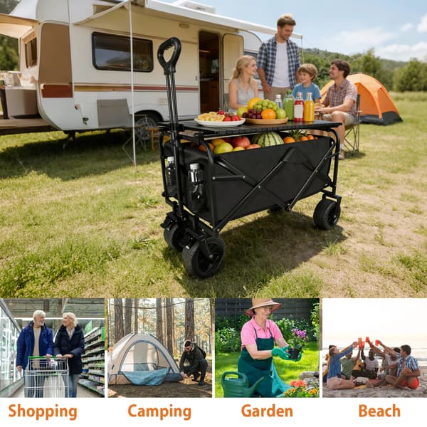 Campingvagn, Allterrängshjul, 150KG Kapacitet,svart