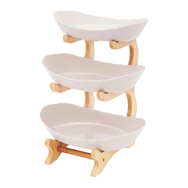 Fruktskål, Yuanbao-design, 3-lagers konstruktion,trä Beige