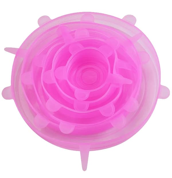 Silikonbevarande lock, Återanvändbara, Lufttäta design,Rosa6st