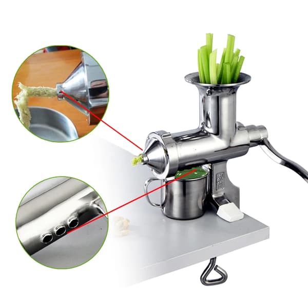 Juicer, Manuel Betjening, Rustfrit Stål Konstruktion,Sølv