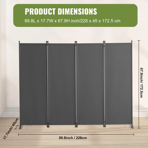 Rummdivider, Privatlivsbeskyttelse, Fleksibel Design,Fire Panel Grå