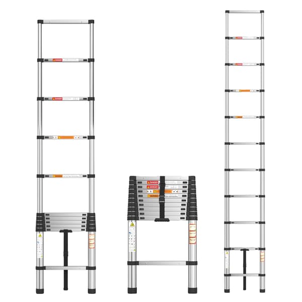 Teleskopstige, Rustfrit Stål, Kompakt Foldedesign,3.2M