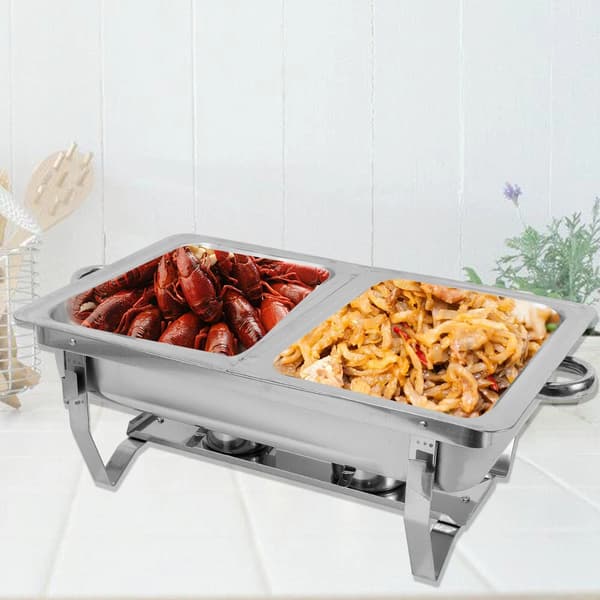 Chafing Dish, Rustfrit Stål Konstruktion, 7,5L Kapacitet,Sølv