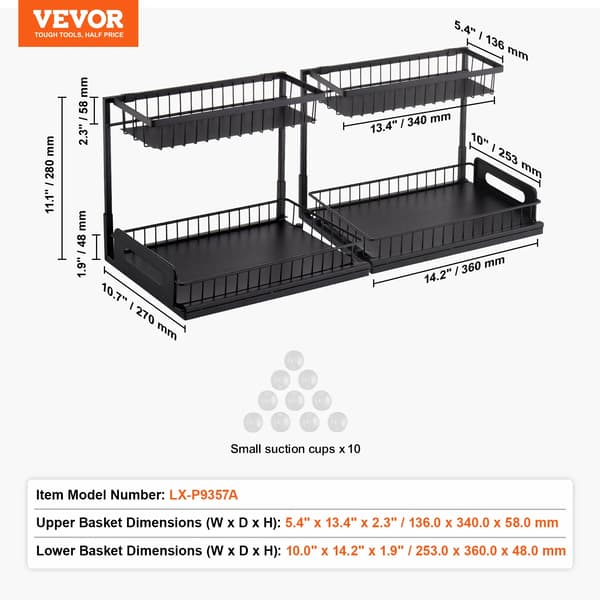 Skab Organizer, Utrækkelig Design, Dobbelt Niveau Opbevaring,2pcs