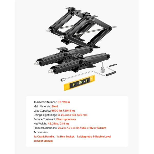 RV Saxlyftar, Tungt Utförande, Justerbar Höjd,4PCS 6500lbs