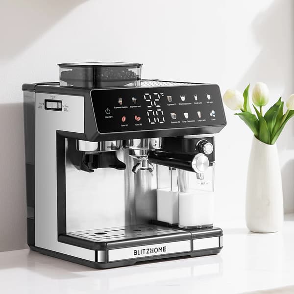 Espresso Kaffemaskine, Indbygget Kværn, Dobbelt Kedel System,sort, EU