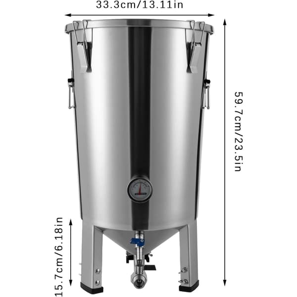 Fermenteringssæt, 32L kapacitet, temperaturkontrolsystem,Sølv