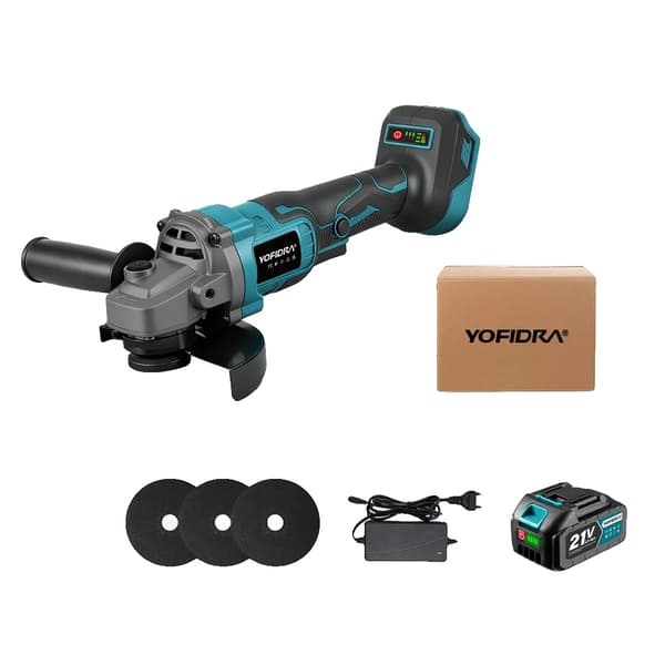 Vinkelslip, Borstlös motor, Variabel hastighetskontroll, 1 batterisats