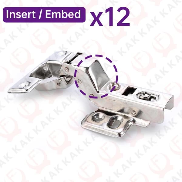 Hydraulisk Dørhængsel, Blød Lukning, Rustfrit Stål,Indsæt Embed x 12