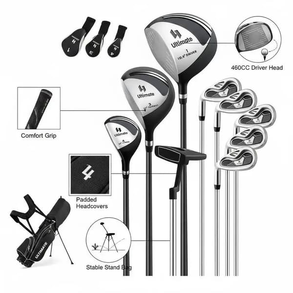 Golfklubbset, Lättviktskonstruktion, Ergonomiskt Grepp, FXCJAE3WA8L6J1