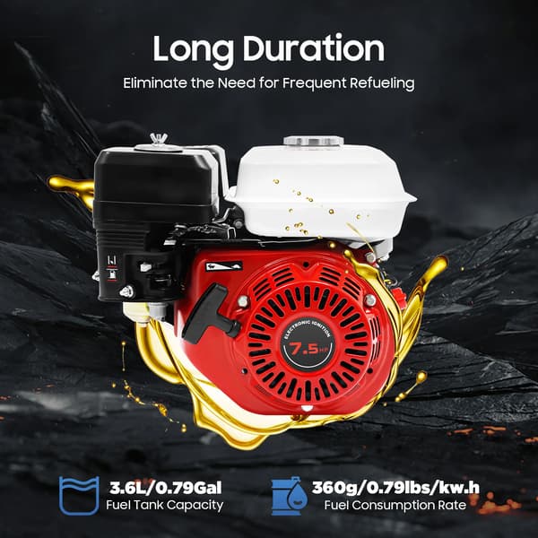 Bensinmotor, 7,5 hk, luftkyld,svart