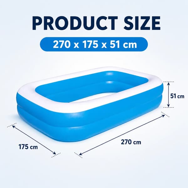 Uppblåsbar Swimmingpool, Hållbart Material, Lätt att Blåsa Upp,Blå