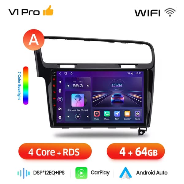 Bil Audio System, Touchskærm, Multimedia Afspilning, Kompatibel med Golf Mk7 (Typ 5G) 2012-2017, Indbygget Kølevifte Android GPS Navigation