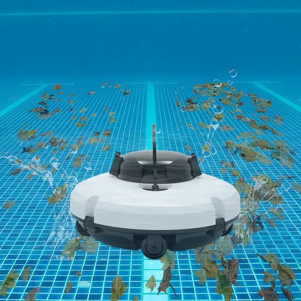 Pooldammsugare, Sladdlös drift, Automatisk väggdetektering,Vit, Elektrisk