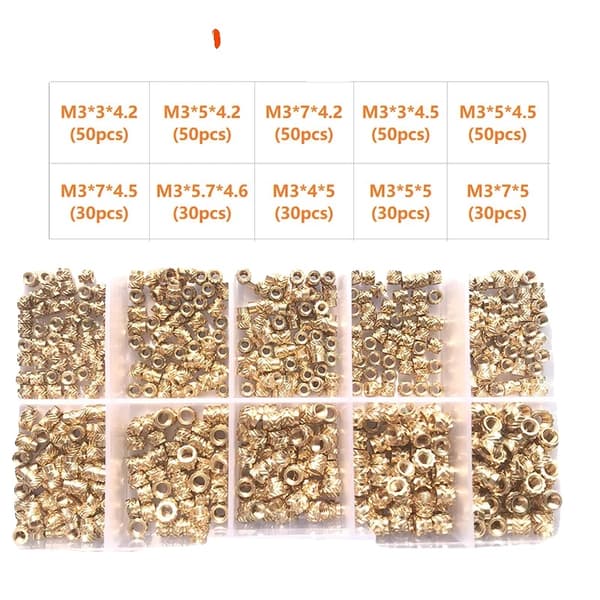 Lisäysmutteri, messinkimateriaali, uritettu muotoilu,M3 (400PCS)
