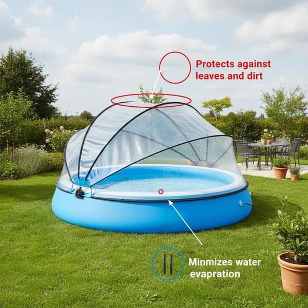 Pooldome, UV-skydd, hållbart PVC-material,VIT