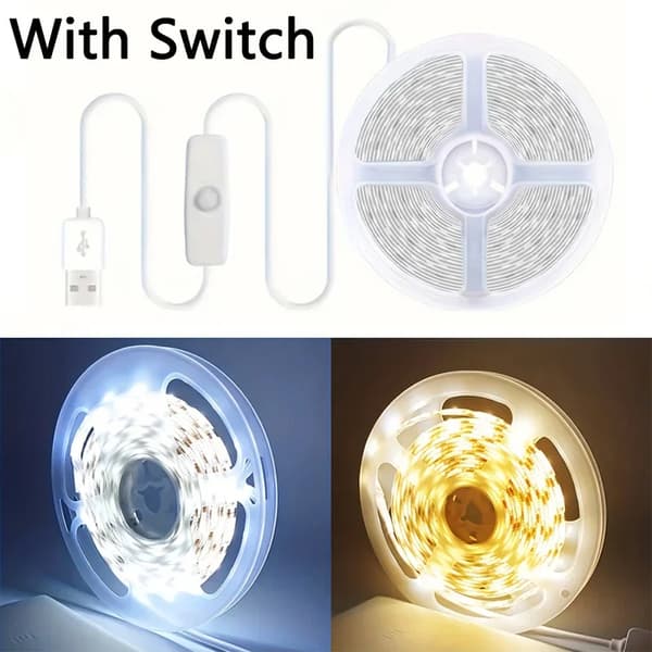 LED Strip Light, USB-driven, Varmvit och Kallvit Alternativ,Vit 4M