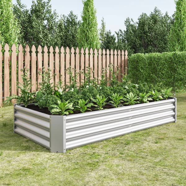 Höjd Trädgårdsbädd, Väderbeständig Stål, Rymlig Design,Silver 6x3x1ft