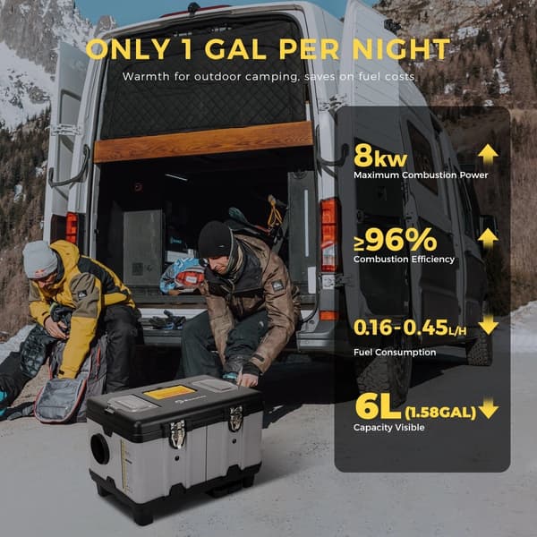 Diesel Luftvarmer, Smart WiFi App Kontrol, Multi-Mode Drift,8KW