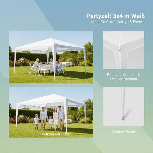 Partytält, Vattentåligt, Bärbart Design,Vit